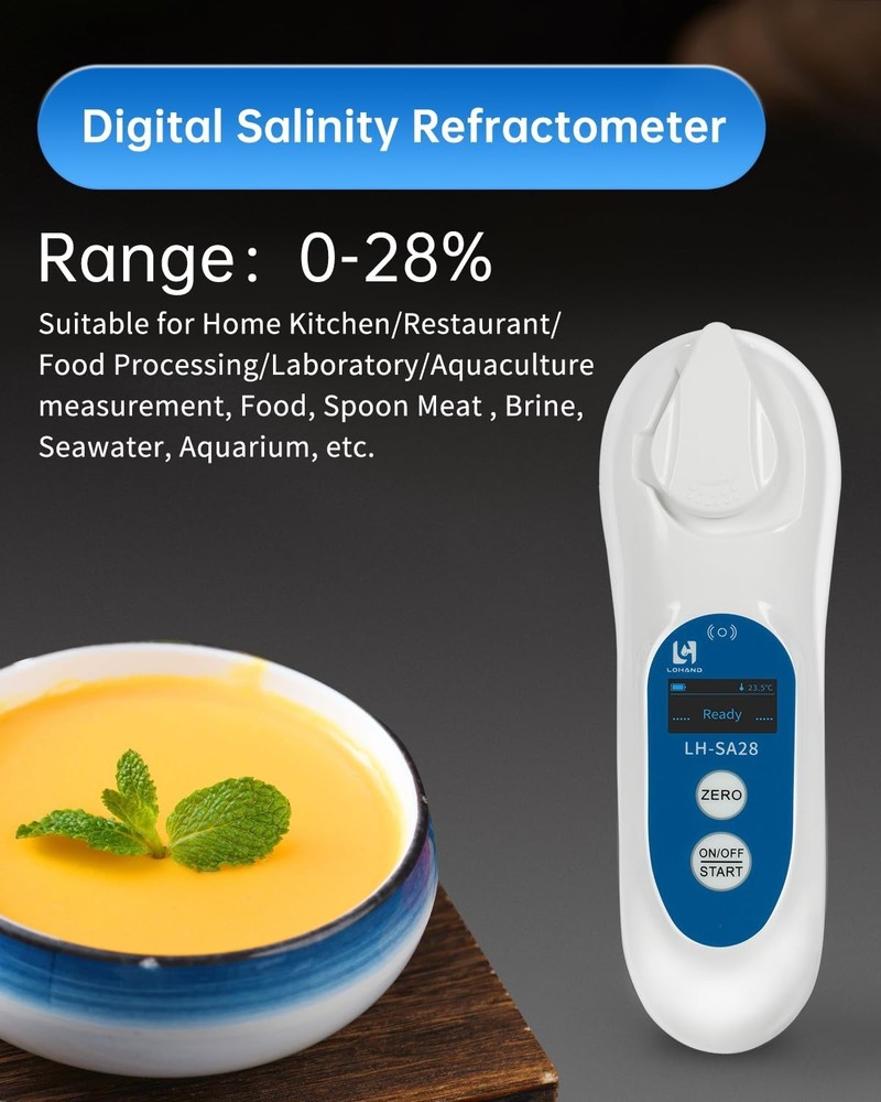 Digital Salinity Refractometer Testing Kit 3-in-1 with ATC/Refractive Index (RI)