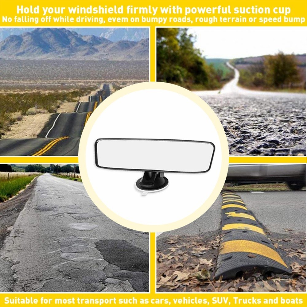 Universal Black Car Rear Suction View Cup Mirror Learner Driver Interior Glass