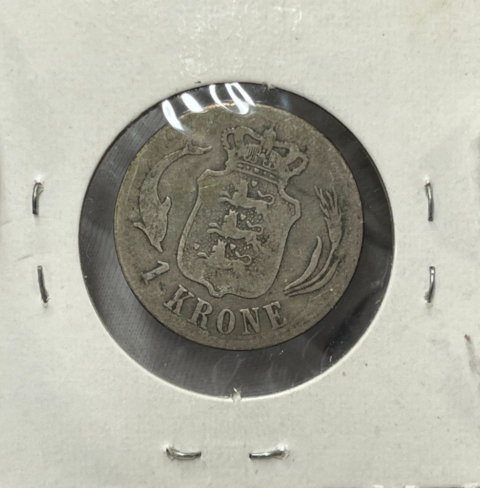 1875 Denmark One Krone Silver Coin