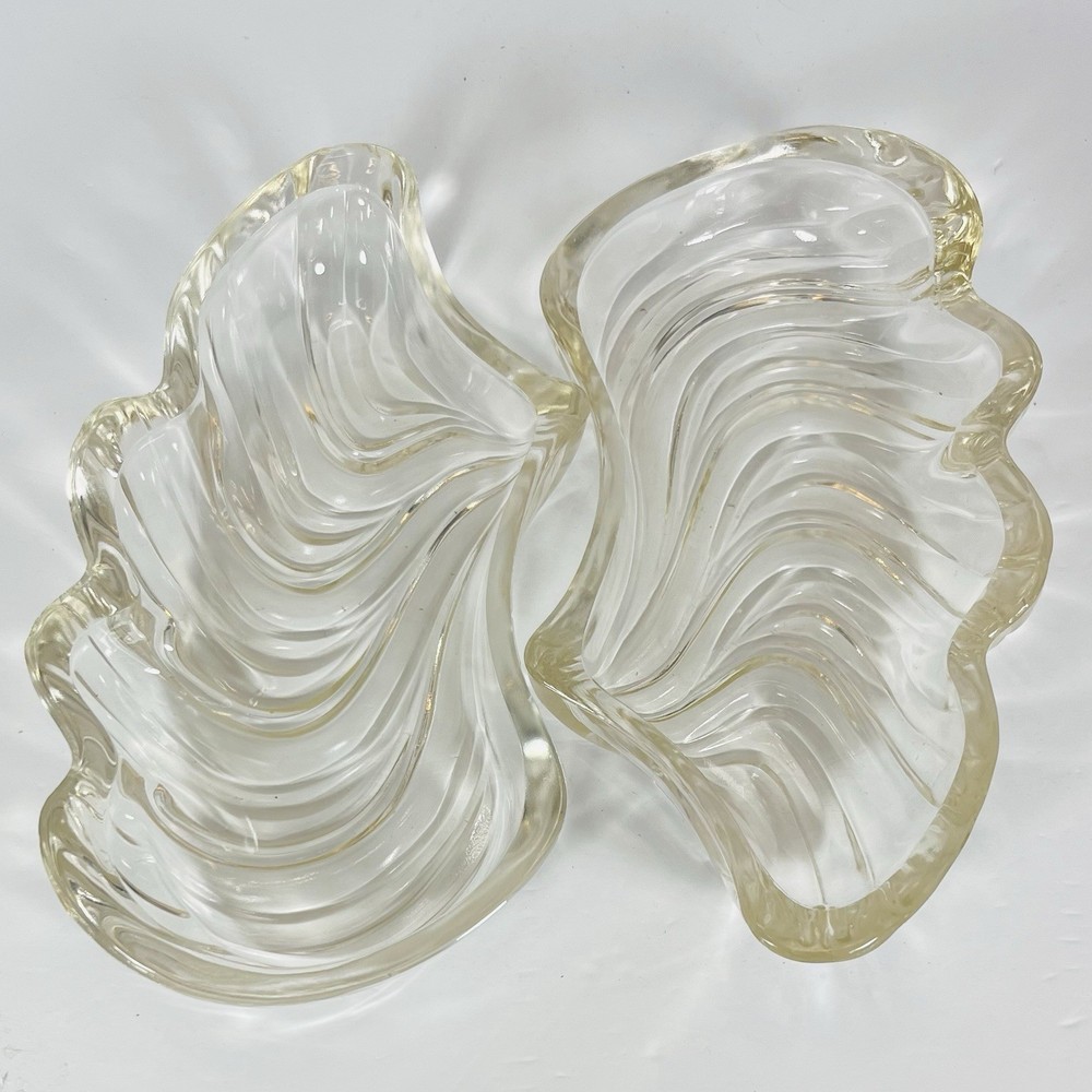 2 Vintage Swirled Glass Serving Trays