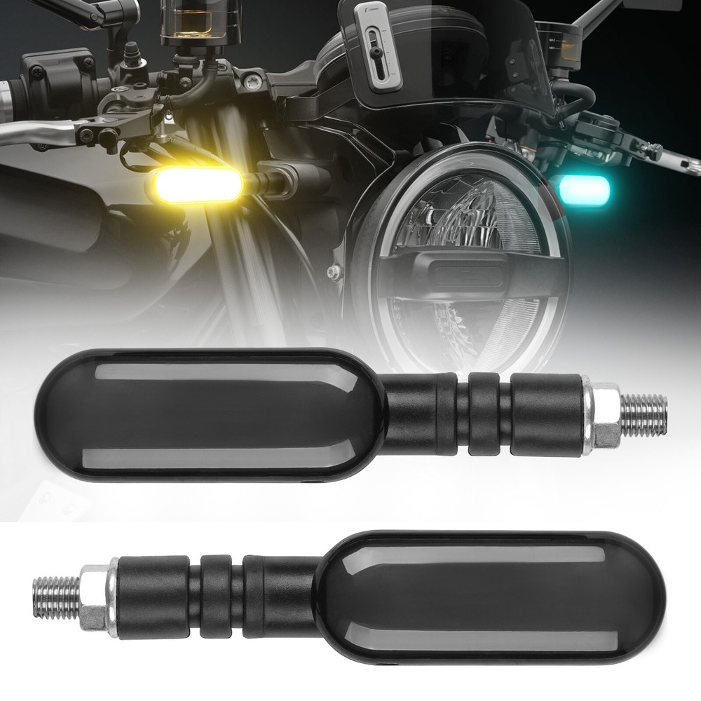 2x Sequential Flowing LED Motorcycle Turn Signal Indicator Projector Lights DRL