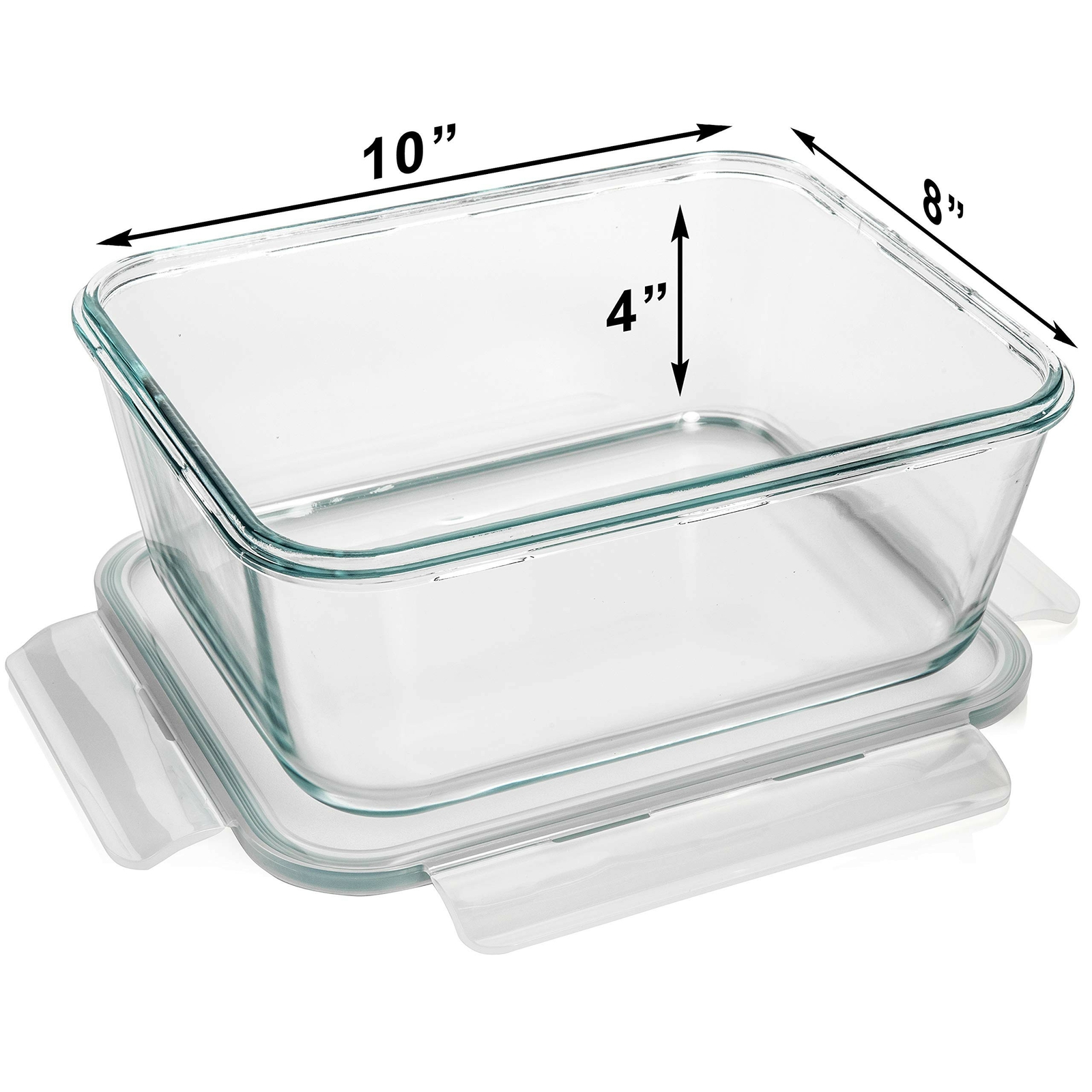 14 Cup/ 112 oz LARGE Glass Food Storage Container with Locking Lid. Ideal for...