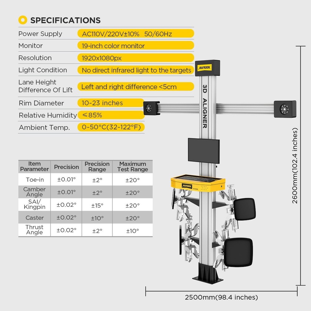 3D Wheel Alignment Machine For 4-Post Lifts Fully Automatic Tire Aligner System