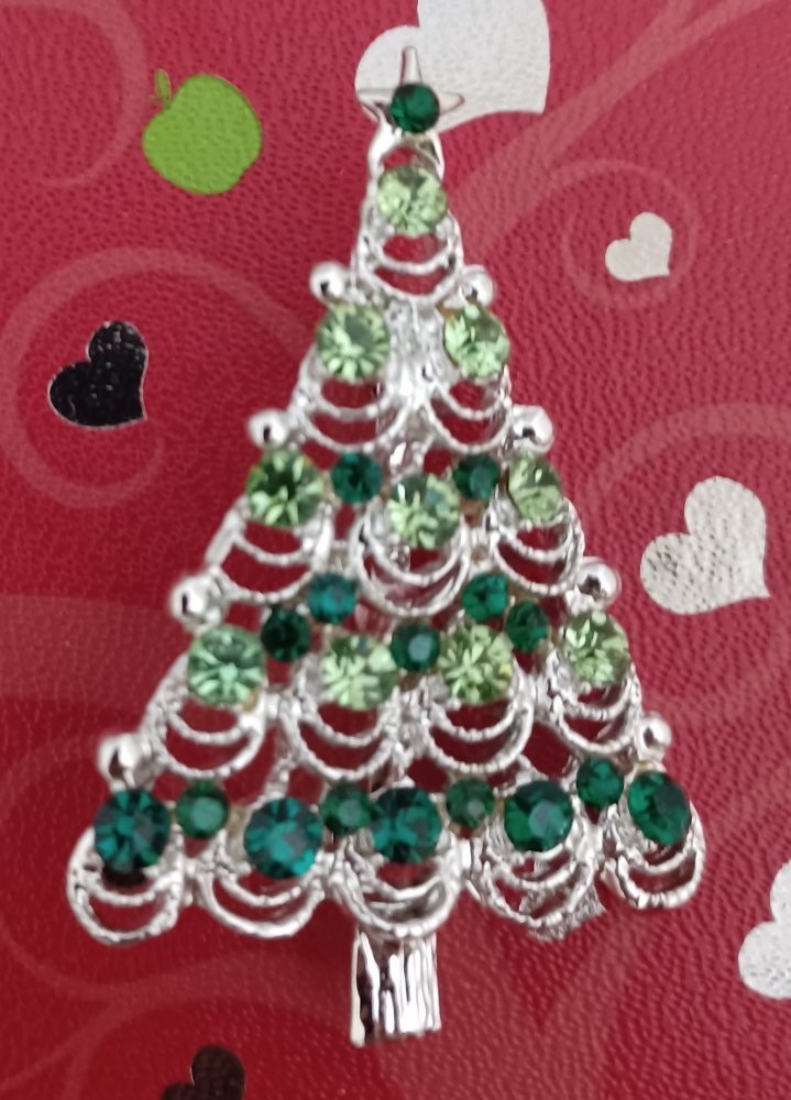 Silver Tone Christmas Tree Pin