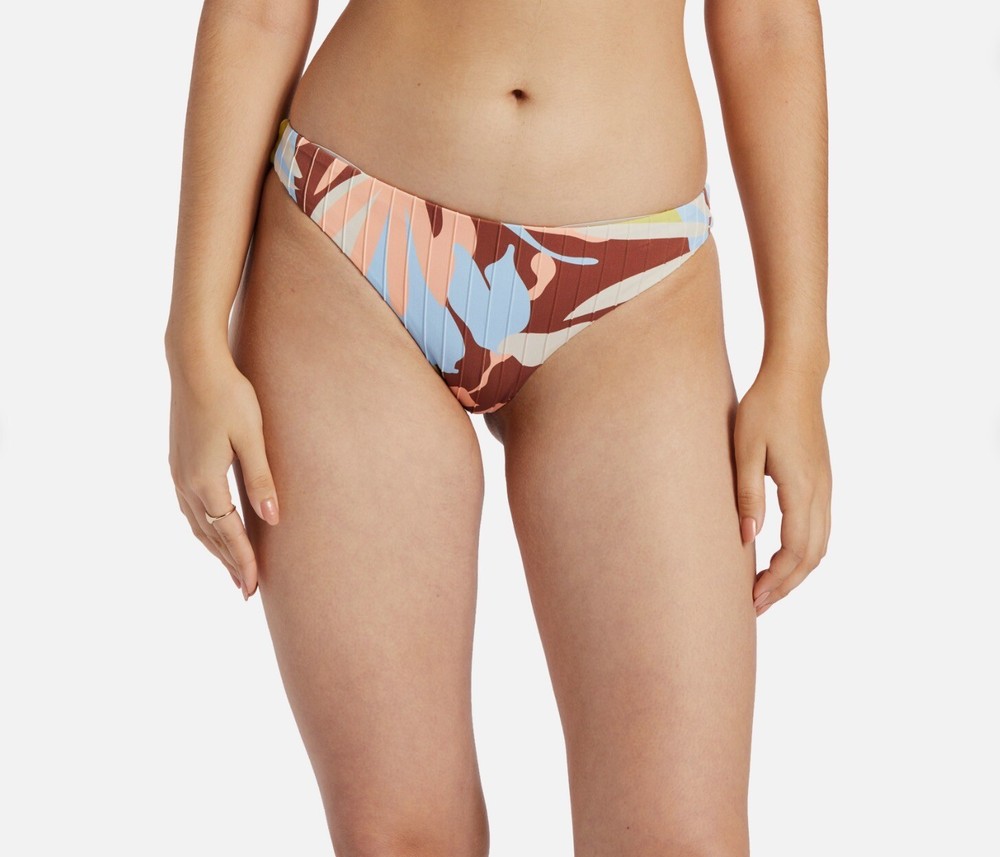 Roxy Floradelic Cheeky Bikini Bottom Size Large Brown NWT