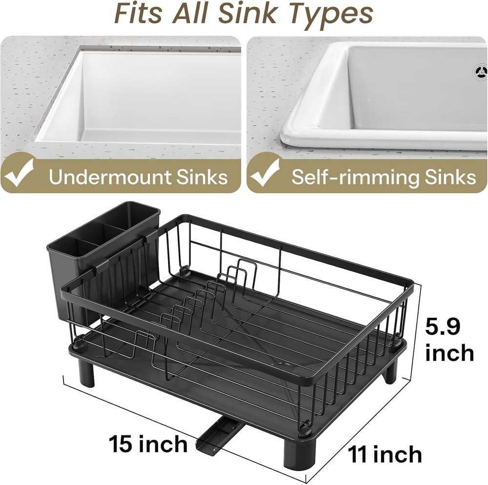 Dish Drying Rack Space-Saving Dish Rack Kitchen Counter Stainless Steel Dish