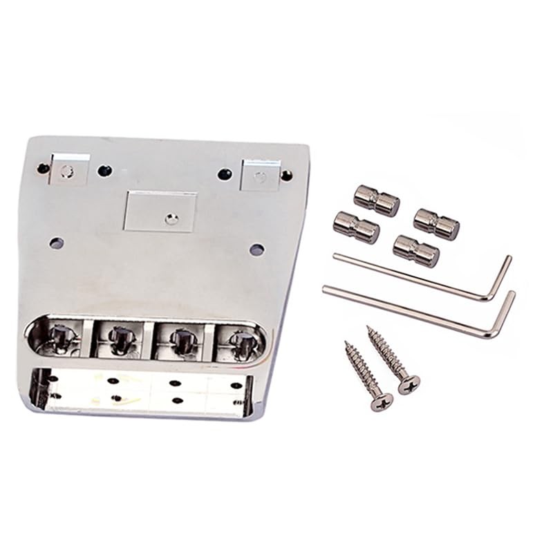 Bass Guitar Bridge 4 String with Tool Set Hardtail Saddle for Chrome