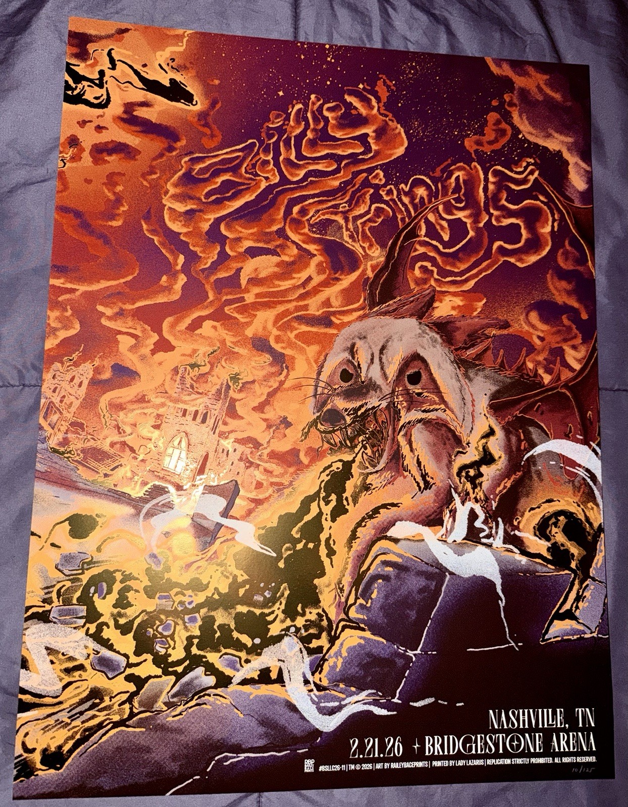 Billy Strings Nashville Foil Poster Bridgestone Arena 2/21/2026 Bailey Race