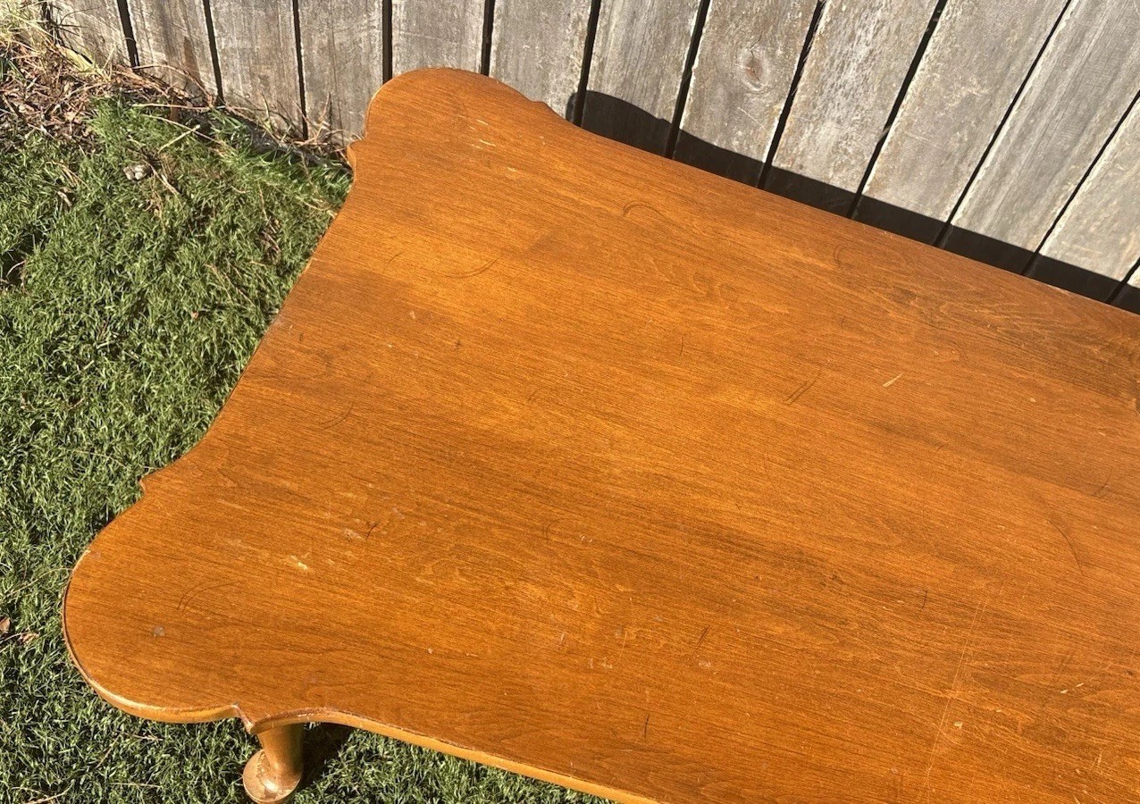 Vintage Mid Century Maple 1776 Porringer Country French Ethan Allen Coffee Table