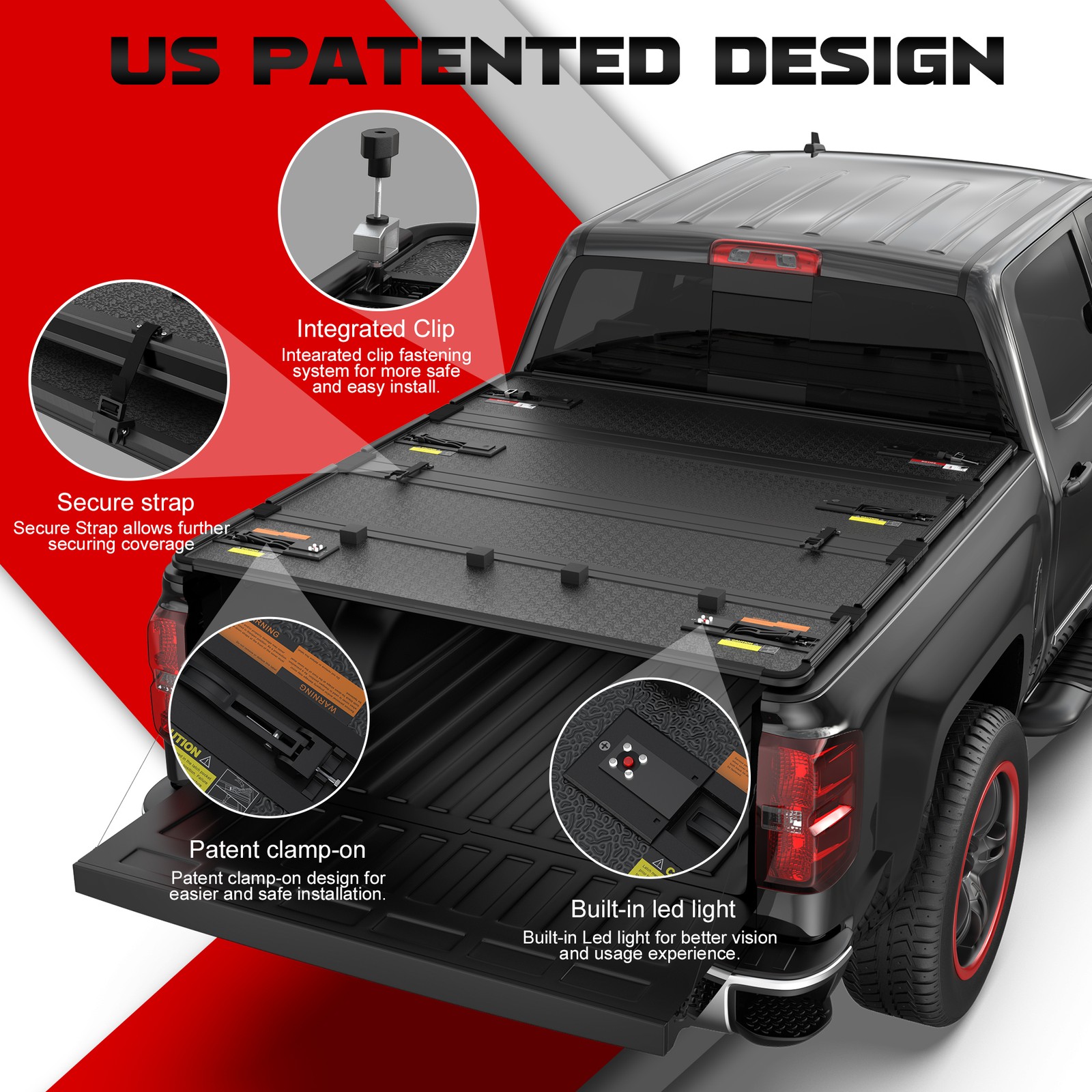 5.7 / 5.8FT 4-Fold Hard Tonneau Cover for Ram 1500 Short Bed 2009-2026 Aluminum