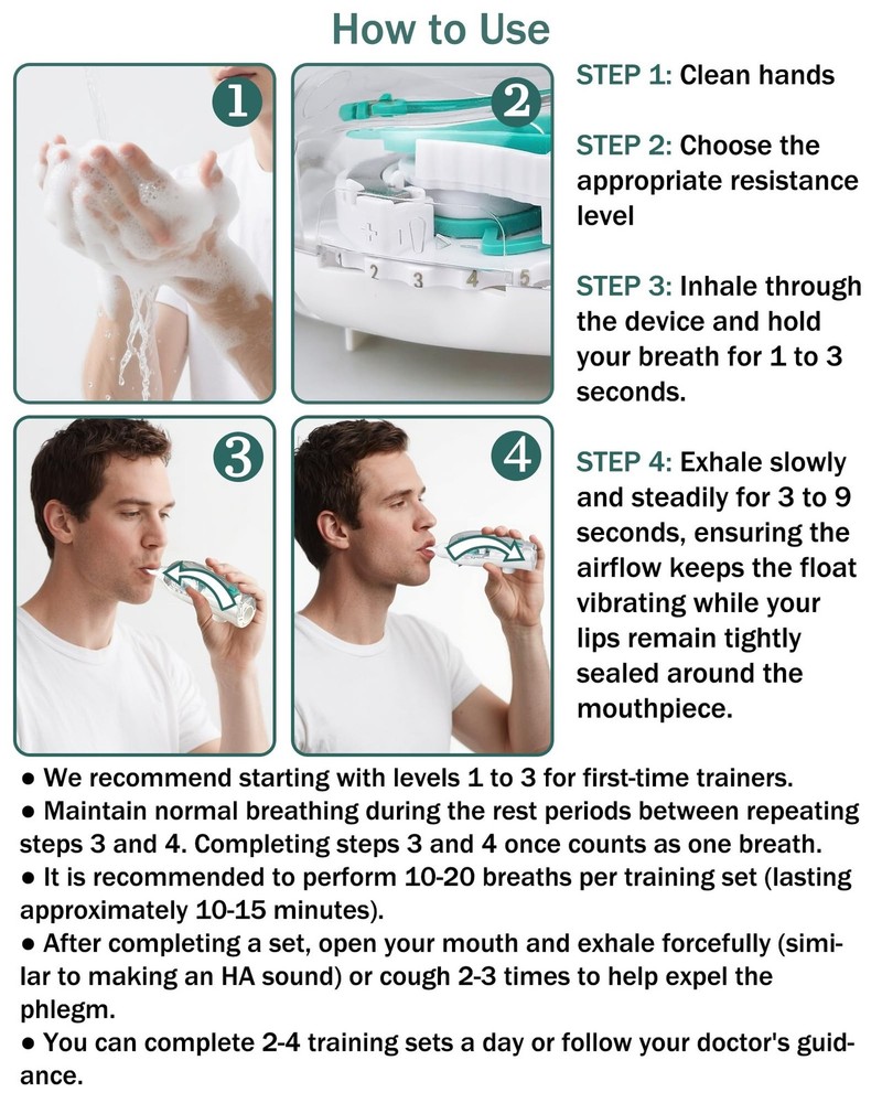 Breathing Exercise Device for Lungs - Flutter Valve Mucus Removal Device - Br...
