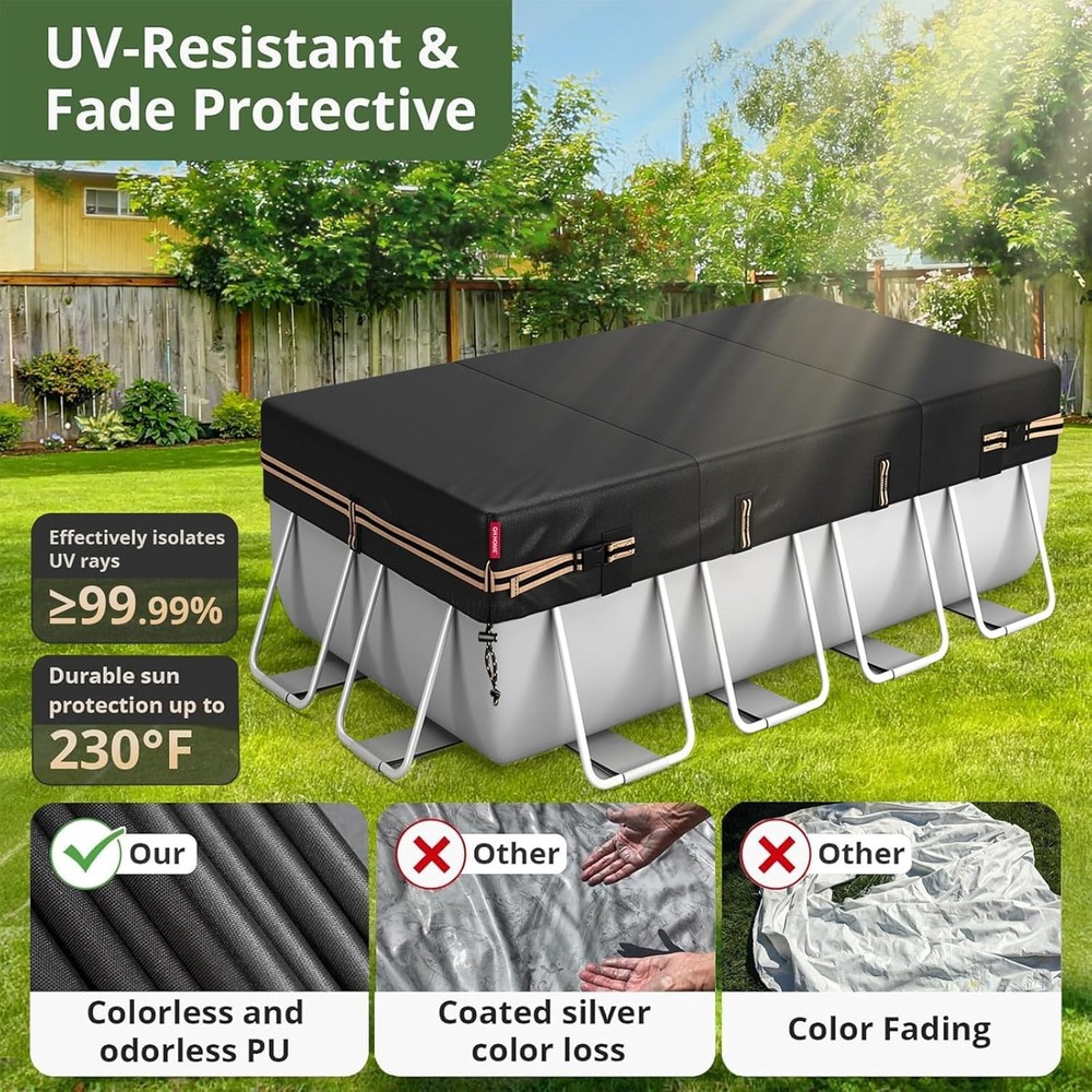 Durable 8x16 Ft Rectangular Pool Cover for Bestway/Intex - Safe & Reliable