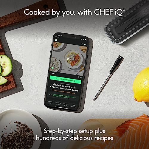 Smart Wireless Meat Thermometer with Ultra-Thin Probe Unlimited Range Bluetooth