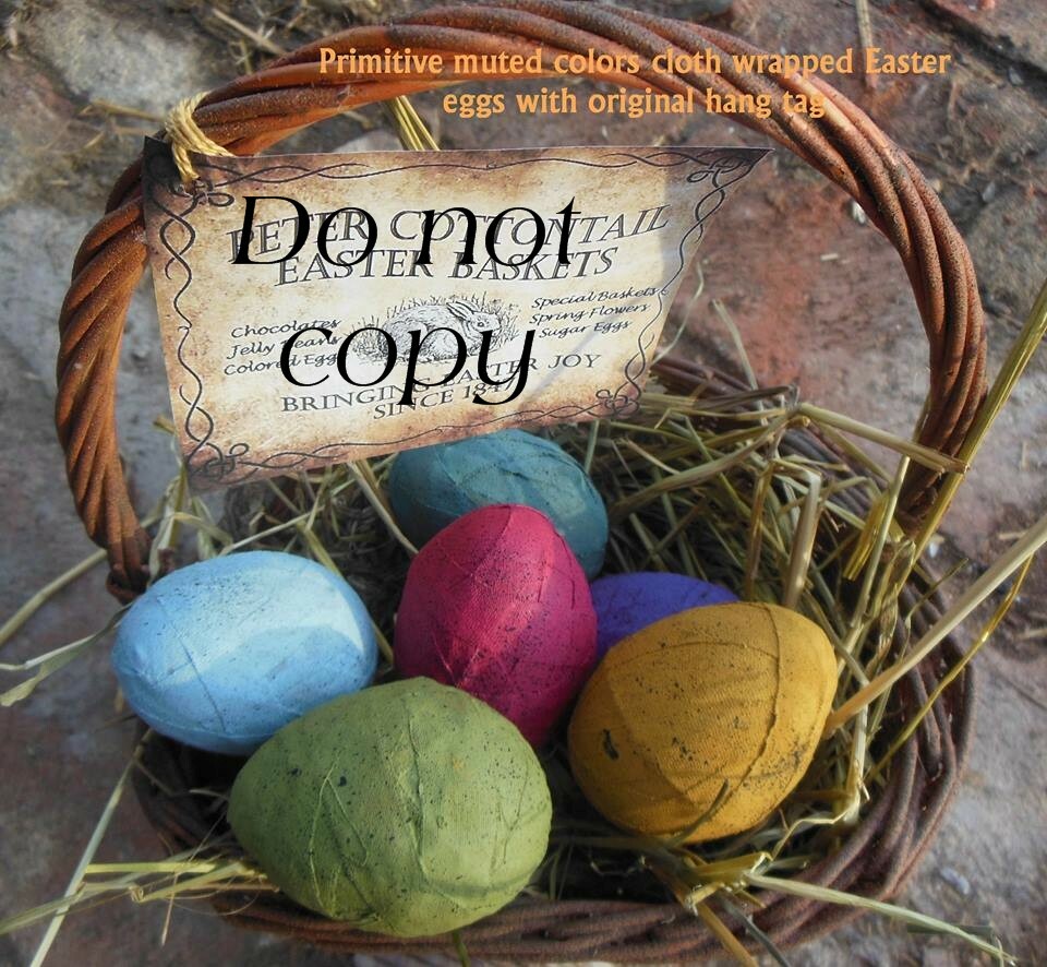 Primitive Early Goods Fabric Wrapped Easter Egg Pattern-Rumors Mercantile