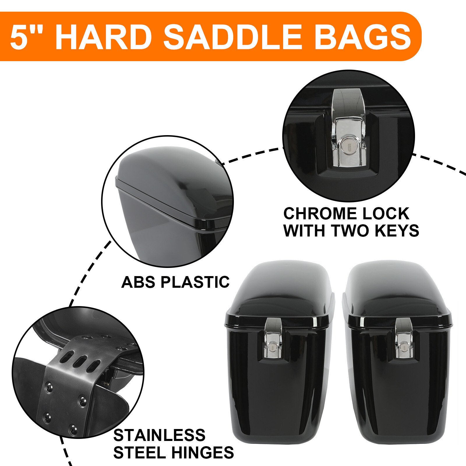 Large Hard Saddlebags Bags Motorcycle Luggage Trunk For Harley Sportster Softail