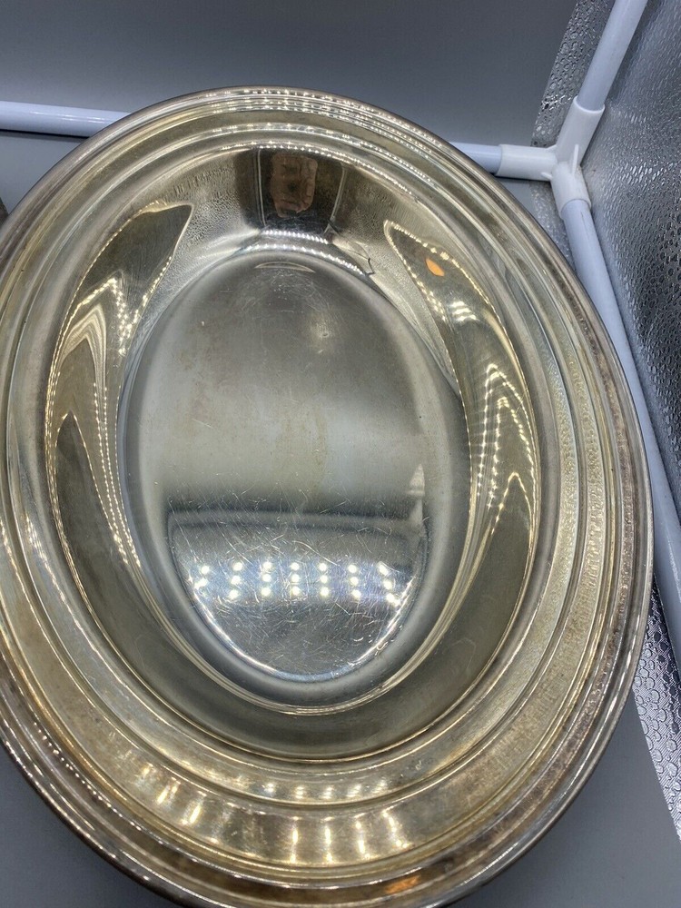 Oneida Silversmith Casserole Dish Lid Oval Ornate Silverplate Kitchen Serving