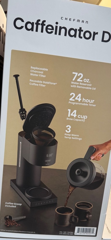 Brand New Chefman Caffeinator Drip Coffee Maker Programmable 1-14 Cups Black