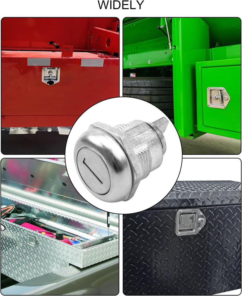 Replacement Tool Box Locks with Keys for T-Handle Tool Boxes, 2 Cylinders