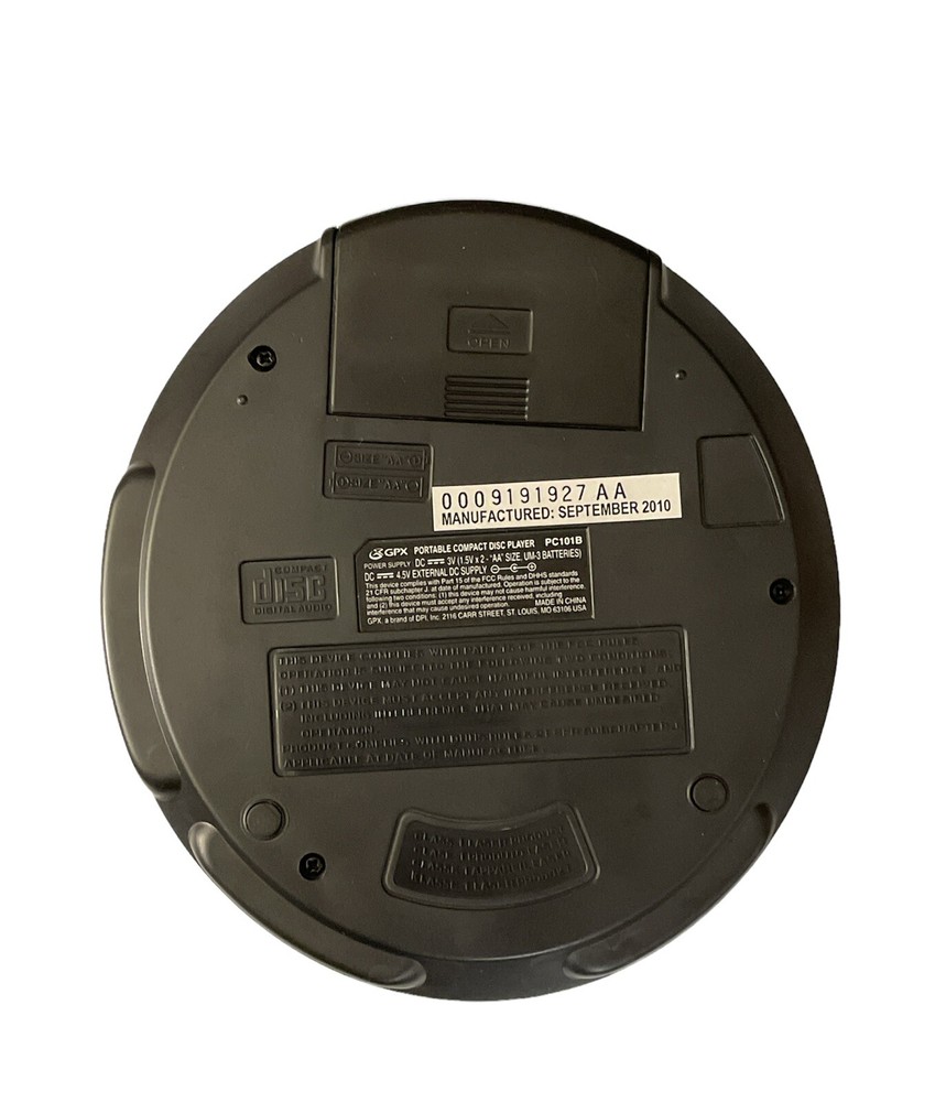 GPX Portable CD player PC101B PLAYER ONLY Tested Works Black