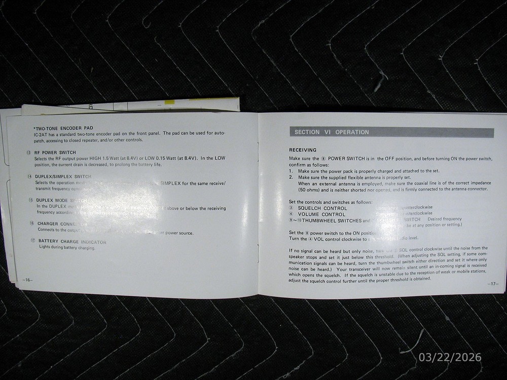 Icom IC-2A/IC-2AT Instruction Manual