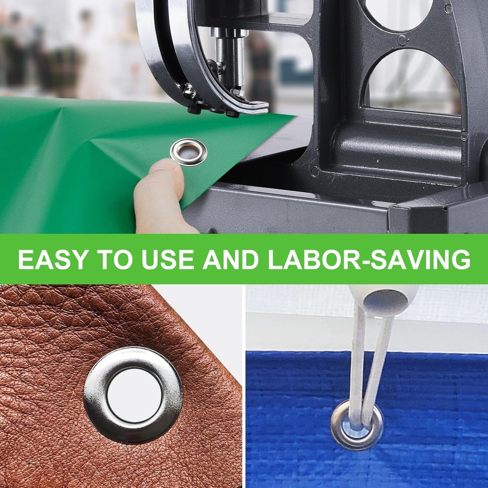 Automatic Hand Press Eyelet Grommet Machine Punch Tool Kit 3/8" 2000 Grommets