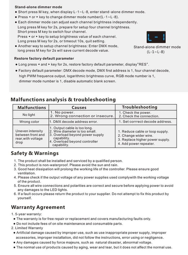 4 CH Constant Voltage DMX512 Decoder RGB/RGBW Controller Din Rail Mounted 4 C...