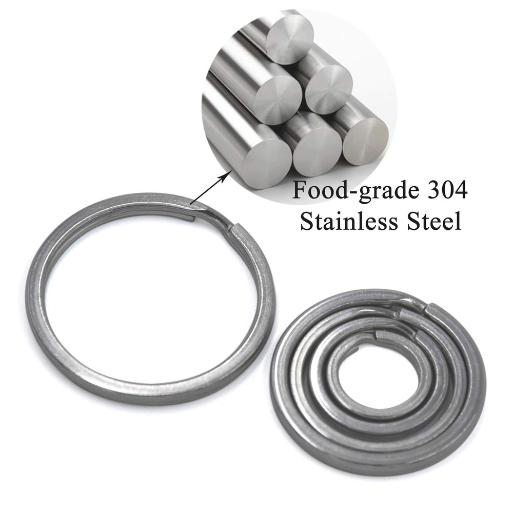 Key Rings, 304 Stainless Steel Round Flat Split Keychain Ring Large, Silver