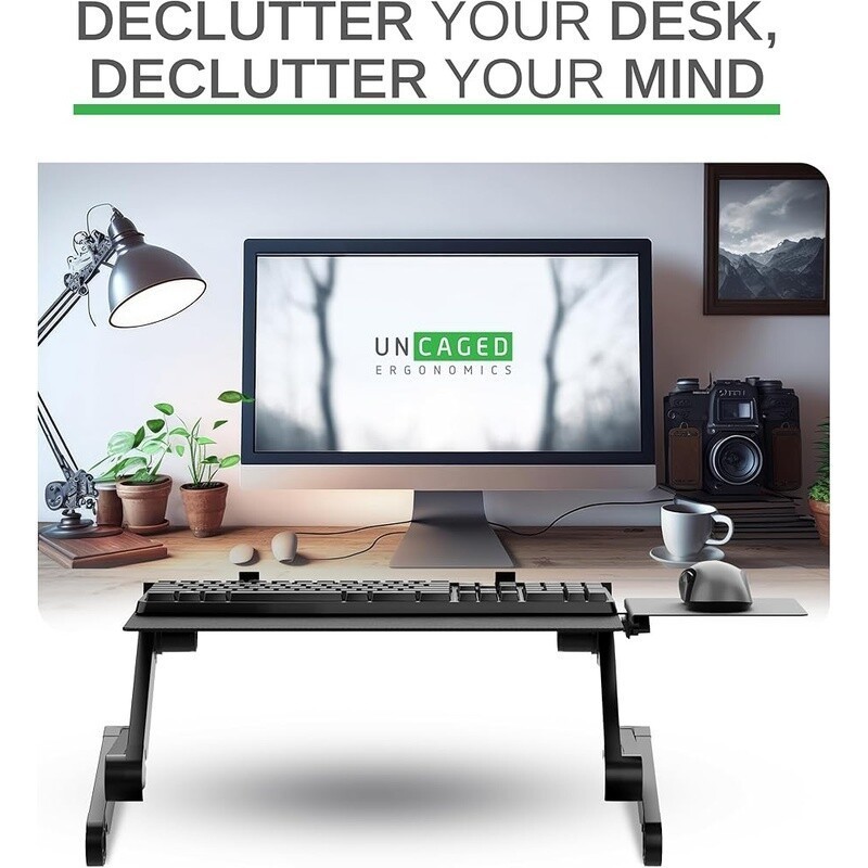 Ergonomic Adjustable Keyboard Stand Mouse Riser Desk Workspace Comfort Black