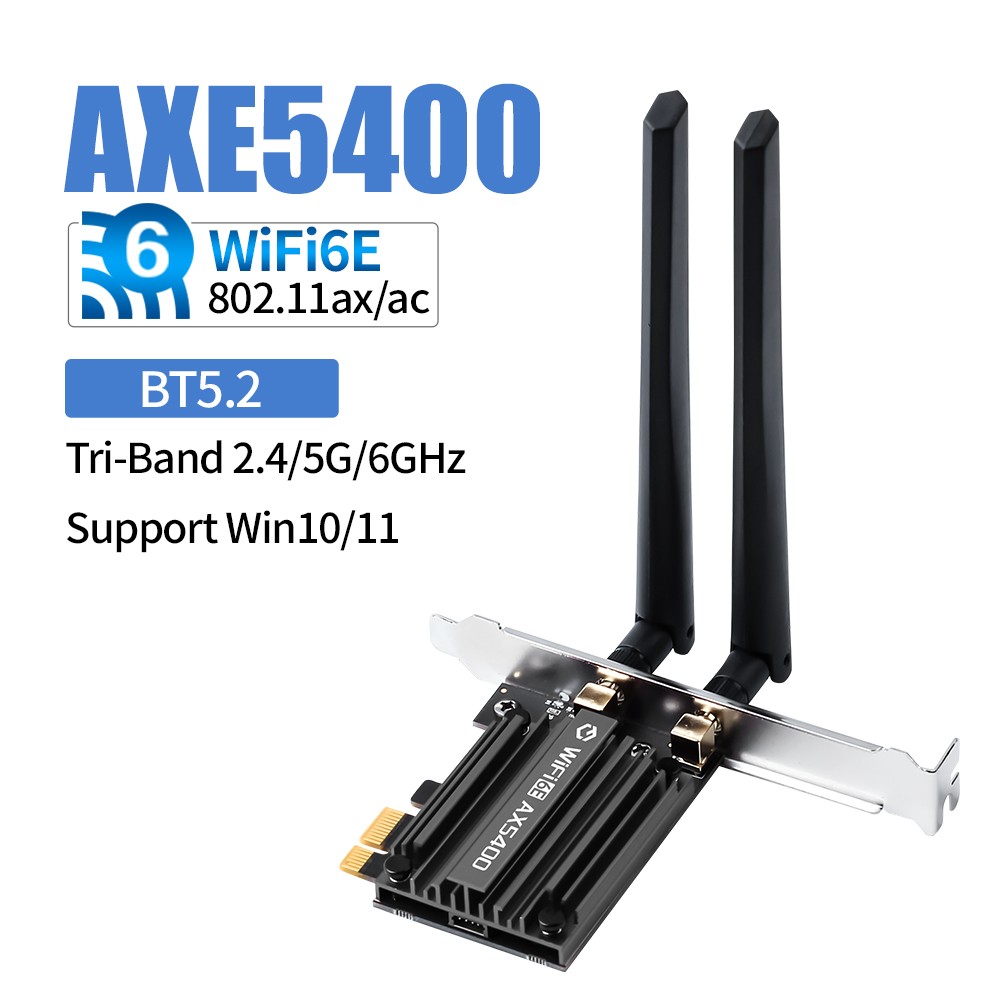 AX5400 WiFi 6E PCIe Card for Gaming Desktop 5400Mbps Tri-Band Bluetooth 5.3 6GHz