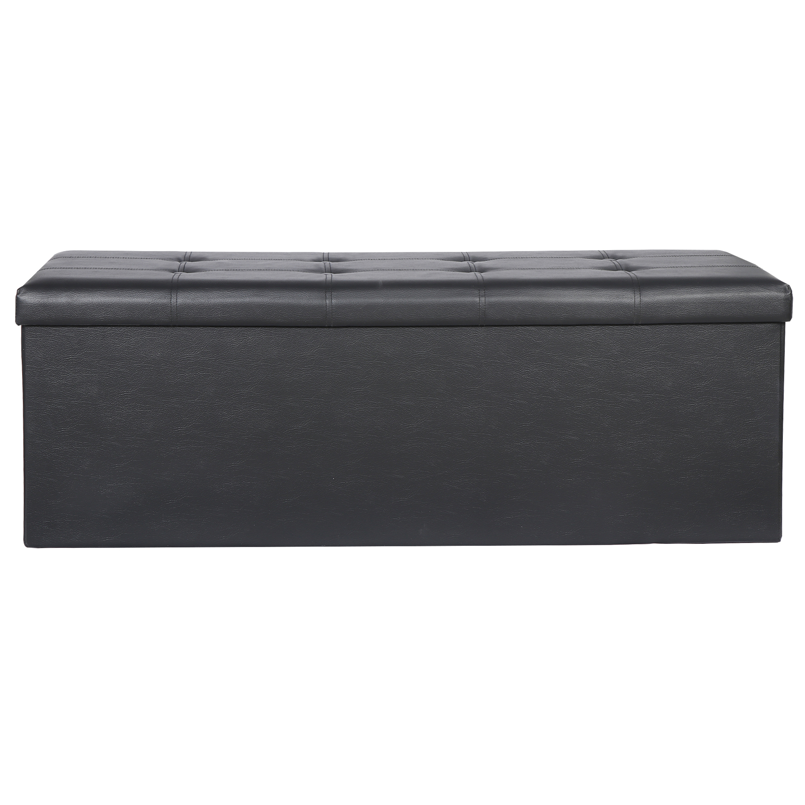 43 Inches Folding Storage Ottoman Bench Storage Chest Footrest wi/ Divider Black