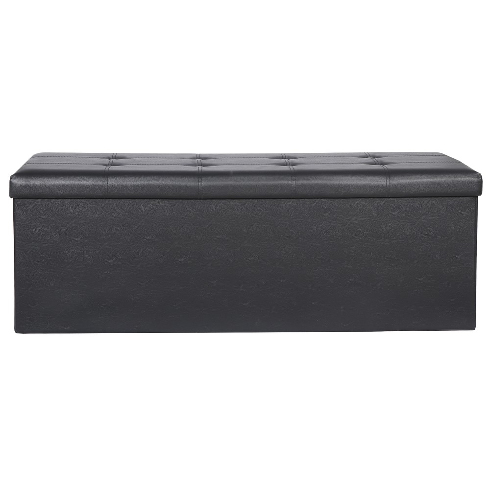 Black Folding Storage Ottoman Bench Storage Stools Footrest for Home Storage Use