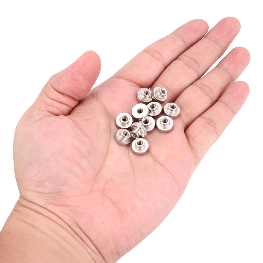 30Pcs Knurled Thumb Nut M3x0.5 Iron Round Knobs nickel plating Silver Tone