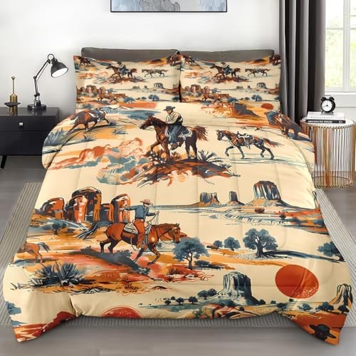 Comforter Set Size, Vintage Western Cowboy Soft 2 Pcs Twin Western Cowboy 2