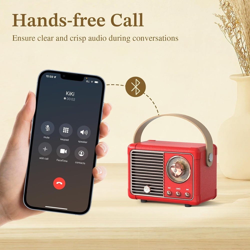 Portable Retro Bluetooth Speaker with 7-Hour Battery – Mini Wireless Delight