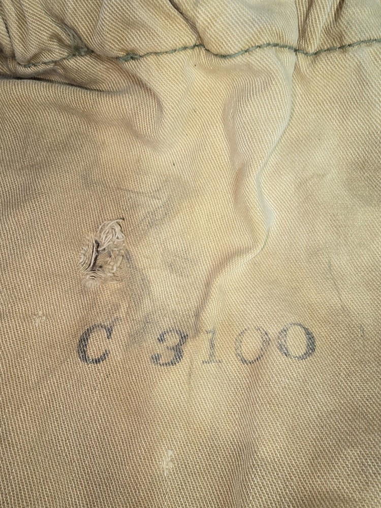 WWII US Army Khaki Drawstring Laundry Bag Marked C 3100
