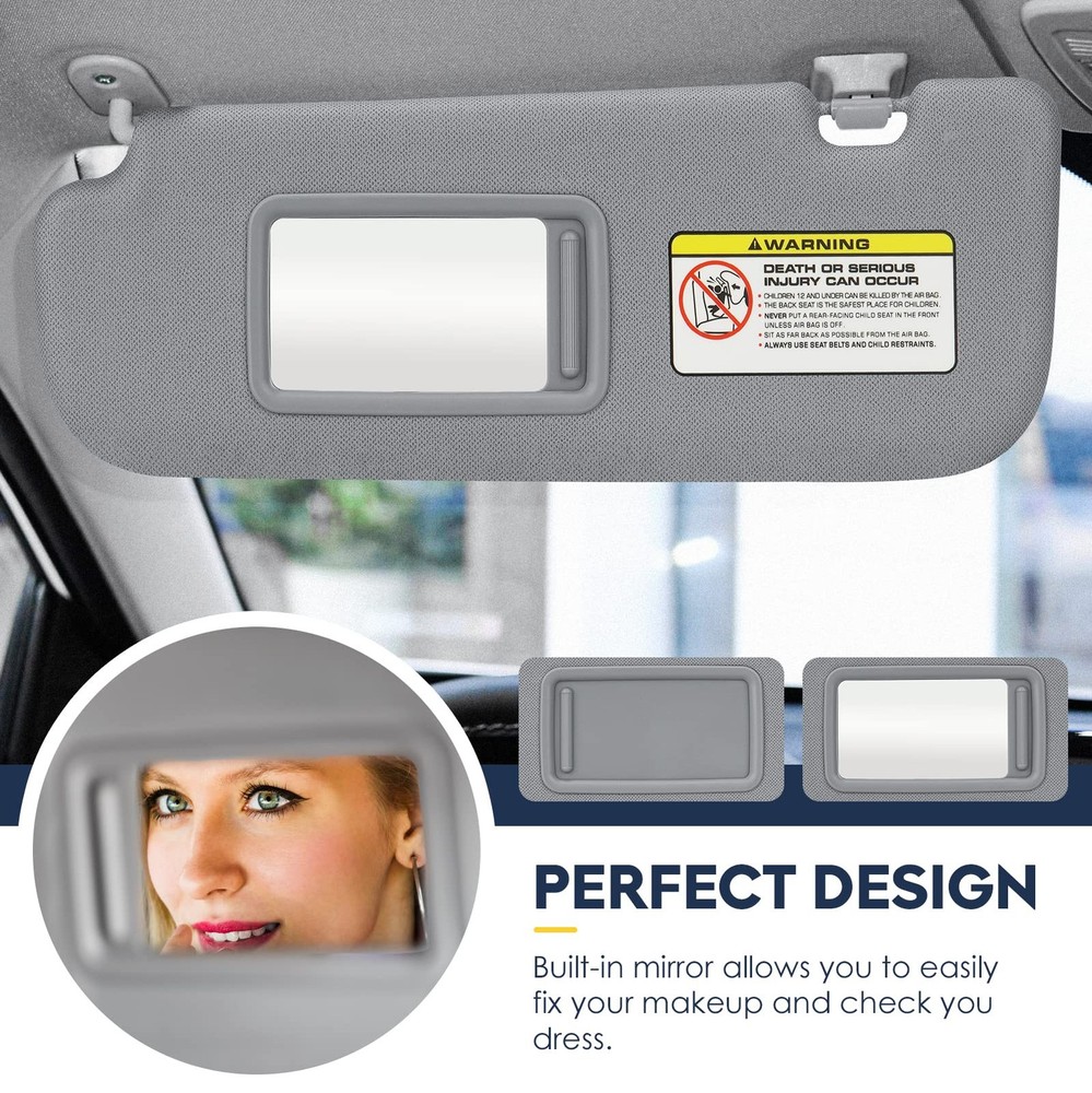 Left Driver Side Sun Visor Without Light Fit for Side, Gray
