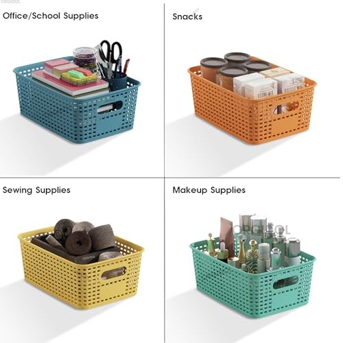Plastic Storage Basket with Lids Stackable Storage Bins 10 Pack Colorful
