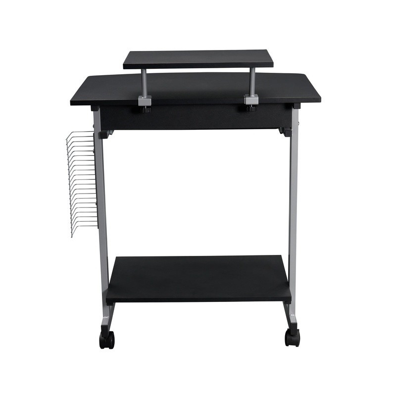 Mobile Workstation Compact Rolling Computer Cart Adjustable Shelf Keyboard Tray