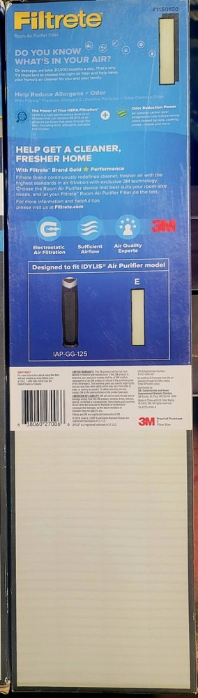 True HEPA Replacement Filter E Size, Compatible with Idylis IAP-GG-125 germguard