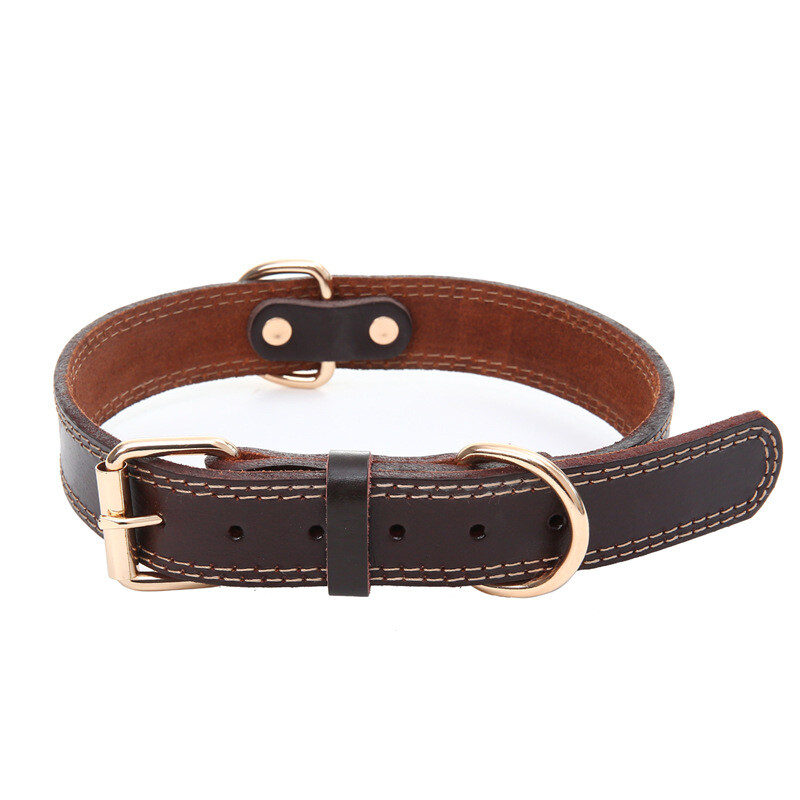 Genuine Leather Dog Collar Durable Alloy Hardware for Medium Extra Large Dogs