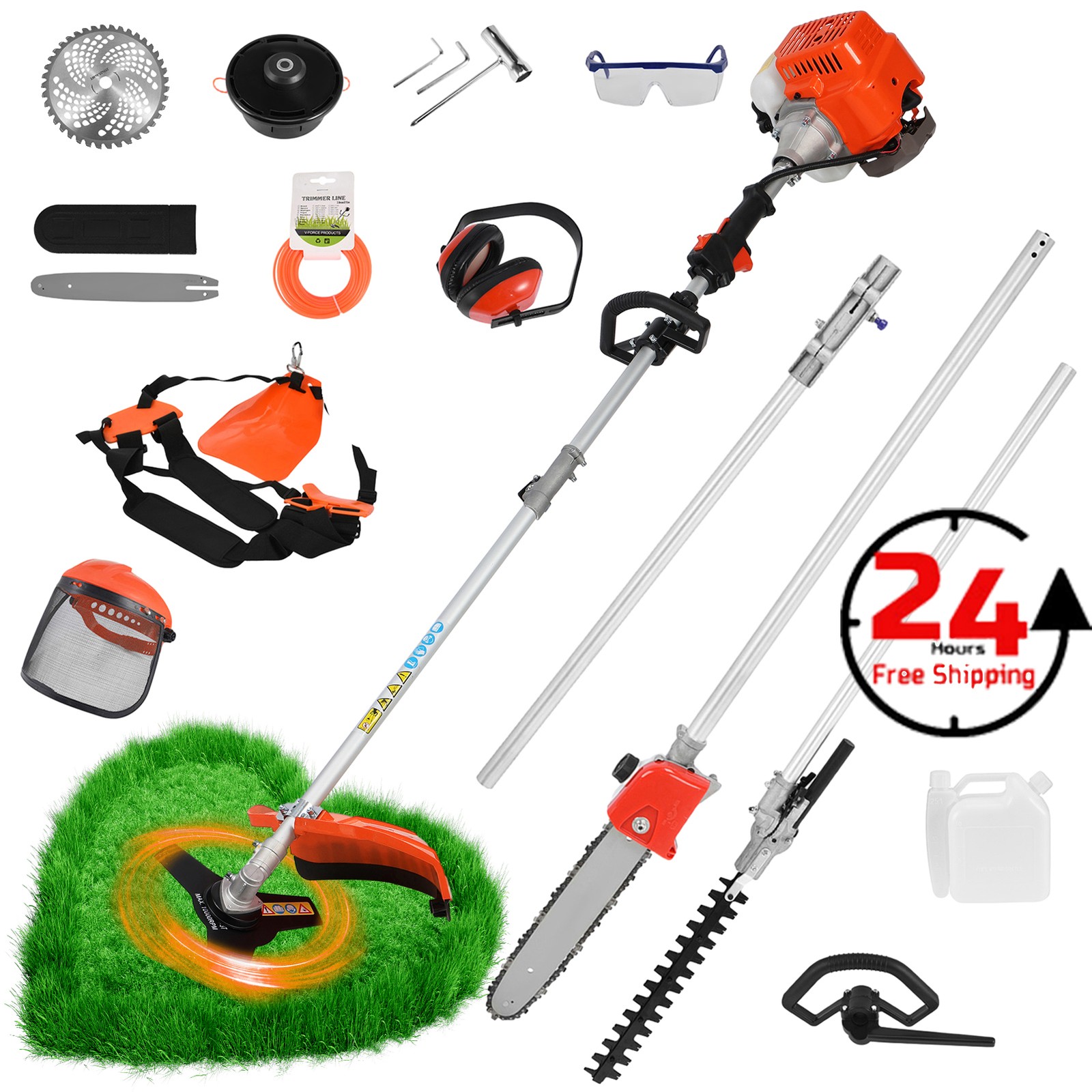 5IN1 Multi-Functional Trimming Tools Gas Hedge Trimmer 52CC 2-Stroke Weed Eater