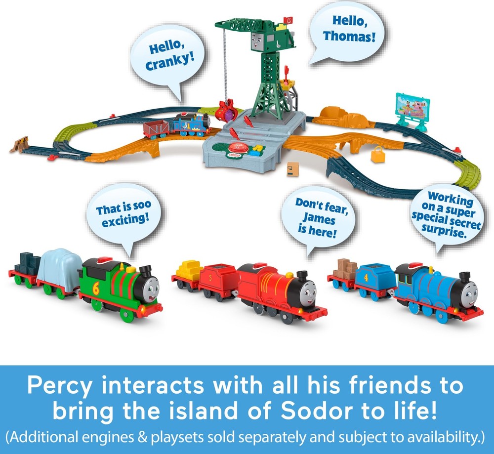 ​Motorized Toy Train Talking Percy Battery-Powered Engine with Sounds & Phras...