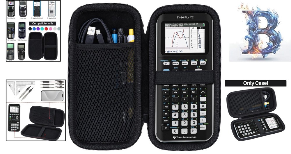 Versatile Hard Case Compatible with TI-84 Plus & Nspire Calculators - Black