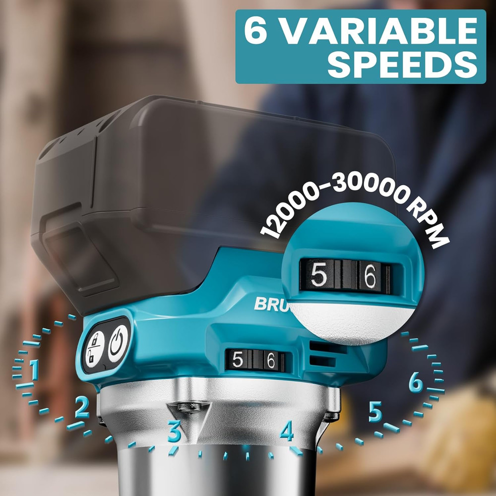 Cordless Compact Router Compatible with Ma-Kita Battery (Bare Tool), 6 Variable