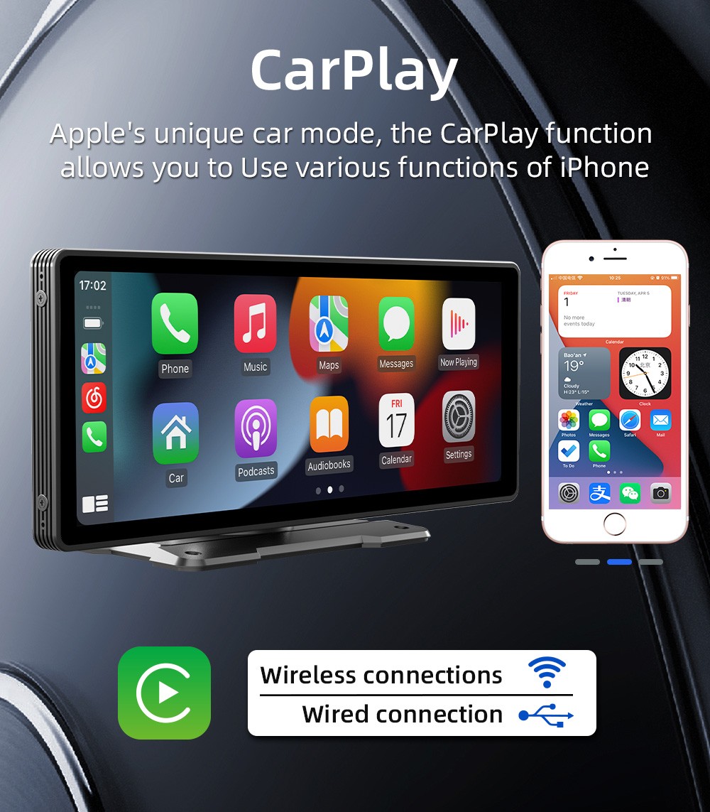 9.3" Car Stereo Radio For Apple Carplay Android Auto portable Multimedia Player