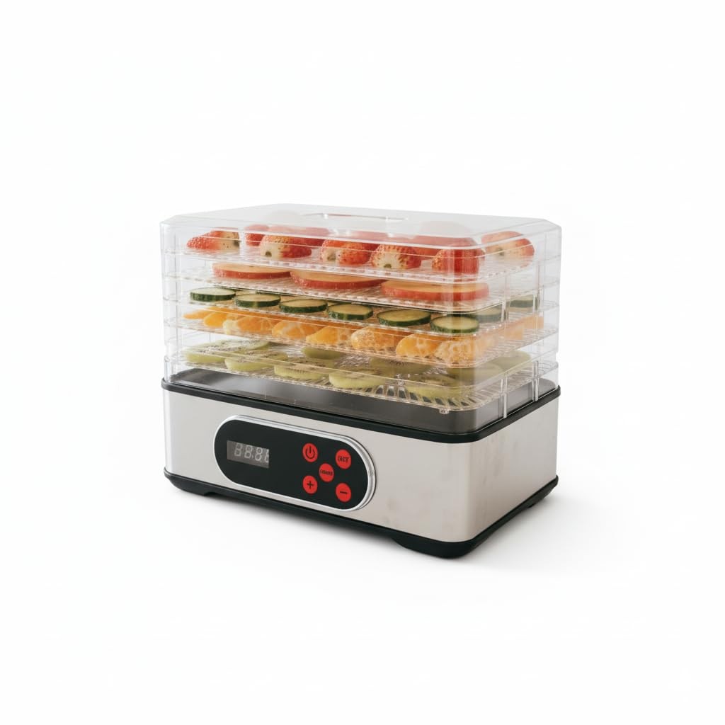 Food Dehydrator Machine, Stainless Steel Dehydrater for Fruit Herb,5 Stackabl...