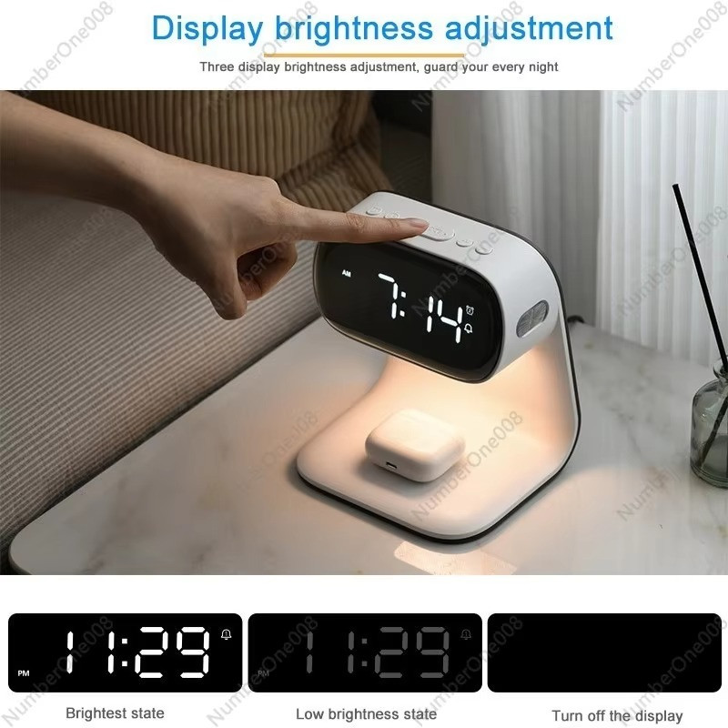 Bedside Lamp with Wireless Charger & Alarm Clock