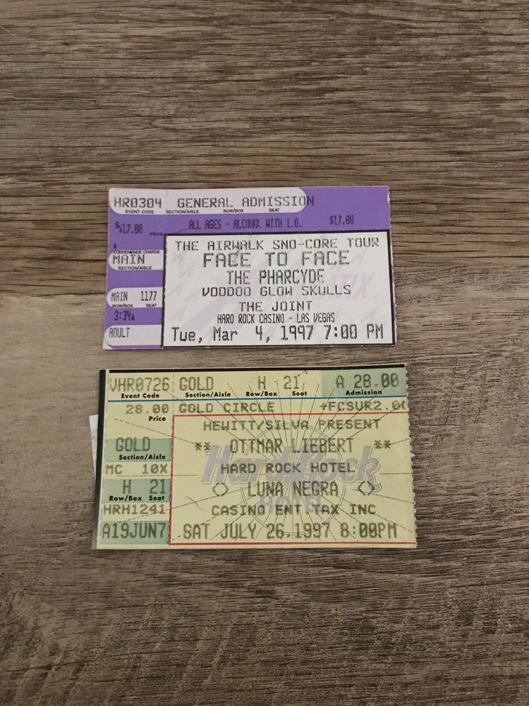 Hard Rock Hotel Ticket Stubs