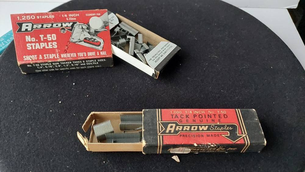 GENUINE ARROW PRECISION MADE STAPLES. TWO BOX LOT. INCOMPLETE