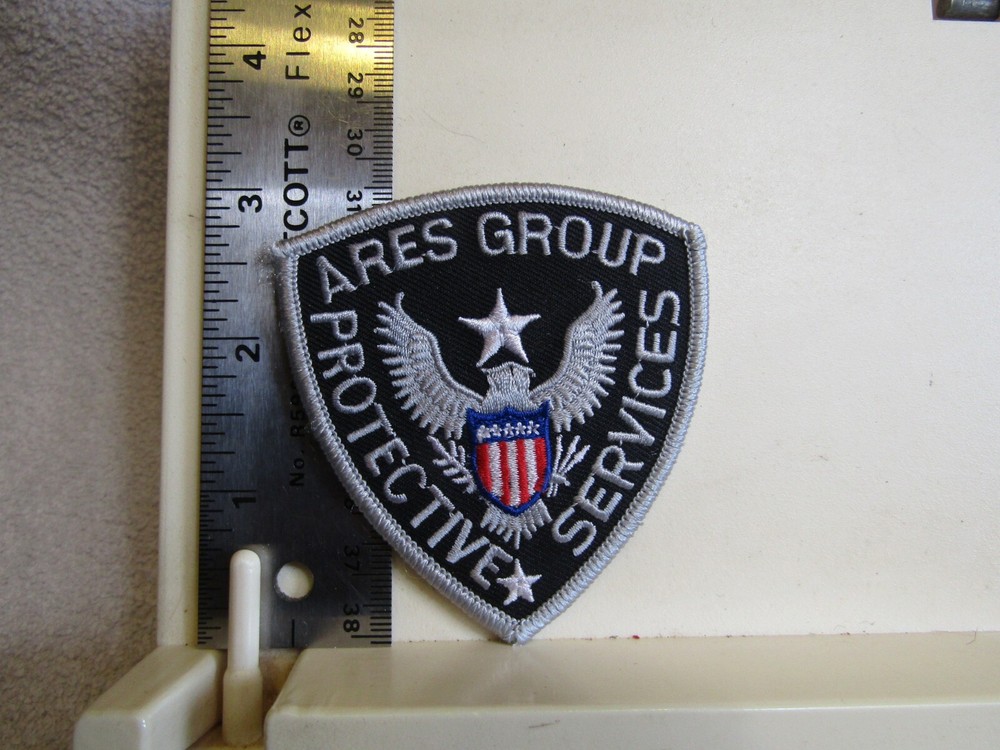 ARES Group Protective Services patch NOS 3" tall eagle black silver security VA